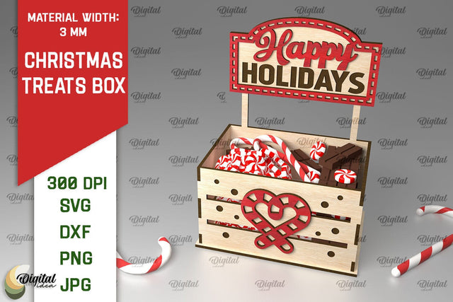 Christmas Treats Box Laser Cut. Christmas Favor Box SVG SVG Evgenyia Guschina 