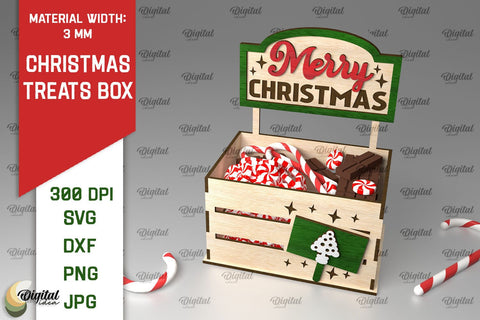 Christmas Treats Box Laser Cut. Christmas Favor Box SVG SVG Evgenyia Guschina 