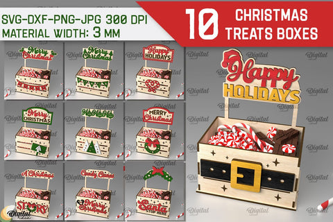 Christmas Treats Boxes Laser Cut Bundle. Favor Boxes SVG SVG Evgenyia Guschina 