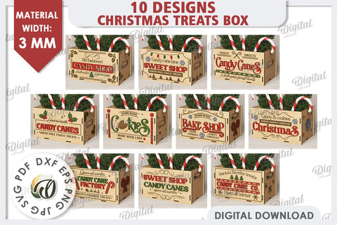 Christmas Treats Boxes Laser Cut Bundle. Favor Boxes SVG SVG Evgenyia Guschina 