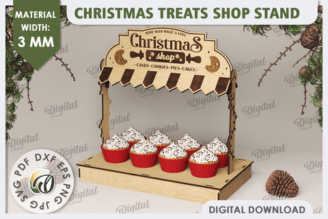 Christmas Treats Shop Stand Laser Cut. Treats Stand SVG SVG Evgenyia Guschina 