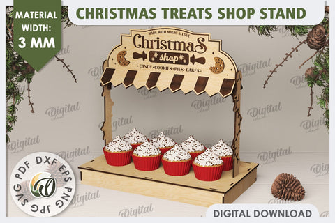 Christmas Treats Shop Stands Laser Cut Bundle. Treats Stands SVG Evgenyia Guschina 