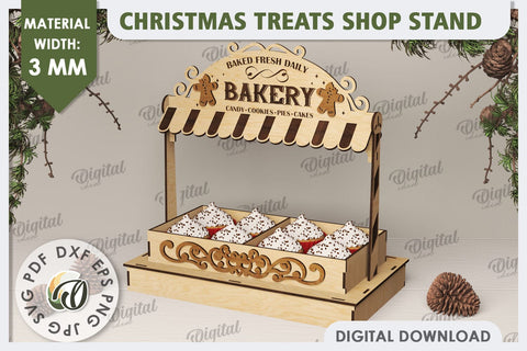Christmas Treats Shop Stands Laser Cut Bundle. Treats Stands SVG Evgenyia Guschina 