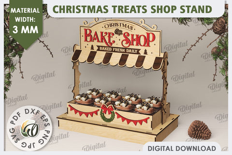 Christmas Treats Shop Stands Laser Cut Bundle. Treats Stands SVG Evgenyia Guschina 