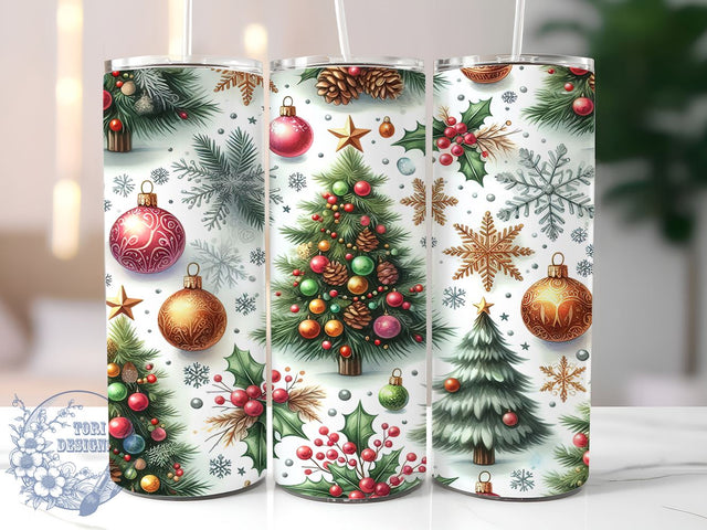 Christmas Tree 20oz Skinny Tumbler, Merry Christmas Tumbler Png, Straight & Tapered Tumbler Wrap, Instant Digital Download Sublimation ToriDesigns 