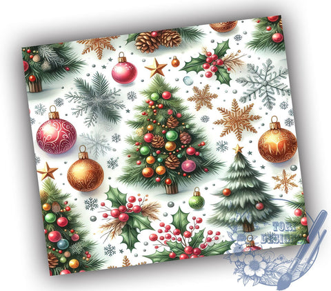Christmas Tree 20oz Skinny Tumbler, Merry Christmas Tumbler Png, Straight & Tapered Tumbler Wrap, Instant Digital Download Sublimation ToriDesigns 
