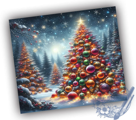 Christmas Tree 20oz Skinny Tumbler PNG, Christmas Tumbler Sublimation Wrap, Straight & Tapered Tumbler Wrap, Instant Digital Download Sublimation ToriDesigns 