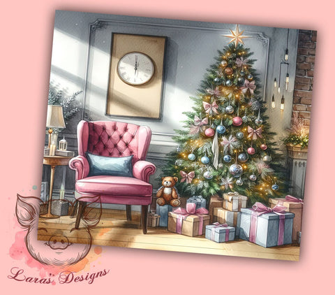 Christmas Tree 20oz Tumbler Png, Straight & Tapered Tumbler Png, Vintage Christmas Tumbler Png, Digital Download PNG Sublimation Lara' s Designs 