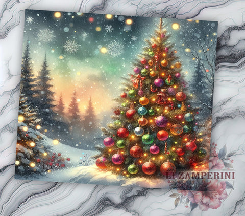 Christmas Tree 20oz Tumbler Wrap PNG, Christmas Tumbler PNG Sublimation Design, Straight & Tapered Tumbler Wrap, Instant Digital Download Sublimation Li Zamperini 