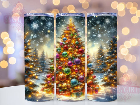 Christmas Tree 20oz Tumbler Wrap Sublimation Design, Straight Tapered Tumbler Wrap, Merry Christmas Tumbler Png, Instant Digital Download Sublimation SvggirlplusArt 