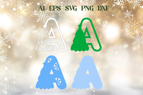 Christmas tree alphabet, Layered Ato Z letters, Laser cut SVG AnastasiyaArtDesign 