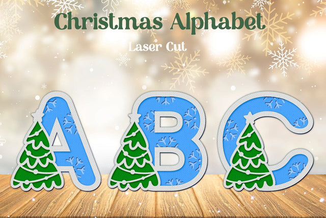 Christmas tree alphabet, Layered Ato Z letters, Laser cut SVG AnastasiyaArtDesign 