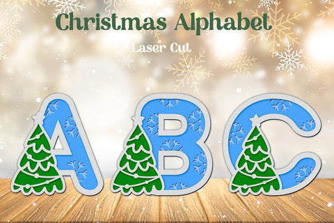 Christmas tree alphabet, Layered Ato Z letters, Laser cut SVG AnastasiyaArtDesign 
