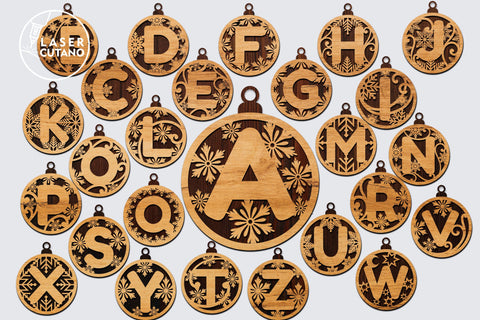 Christmas Tree Alphabet Ornaments Laser Cut Files SVG LaserCutano 