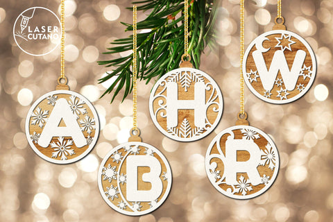 Christmas Tree Alphabet Ornaments Laser Cut Files SVG LaserCutano 