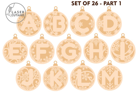 Christmas Tree Alphabet Ornaments Laser Cut Files SVG LaserCutano 