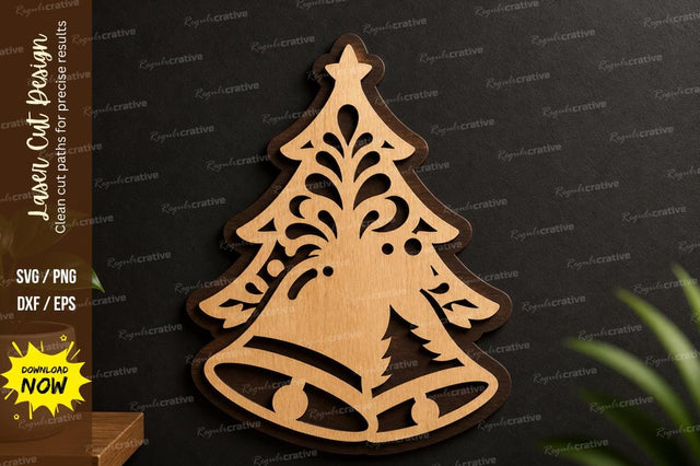 Christmas Tree Bell Laser Cut File SVG Regulrcrative 