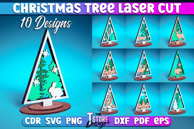 Christmas Tree Bundle | Christmas Ornament | Christmas Pattern | Wooden Shape | Christmas Tree Template | CNC File SVG The T Store Design 