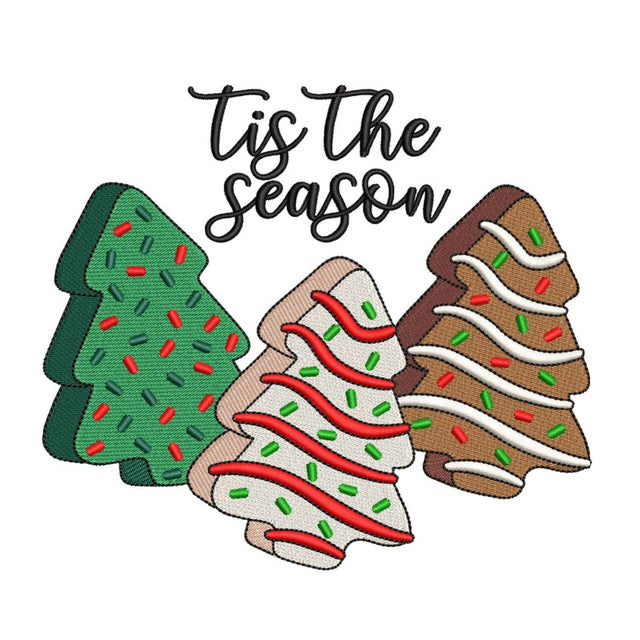 Christmas Tree Cake Embroidery Design, Christmas Tis The Season Embroidery Design, Little Debbie Cake Christmas Tree Embroidery, 3 sizes Embroidery/Applique DESIGNS Nino Nadaraia 