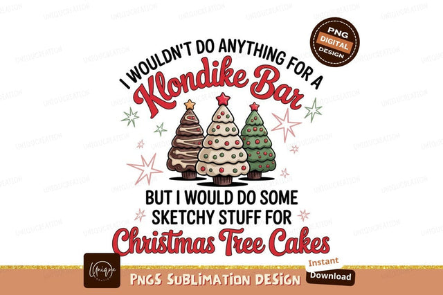 Christmas tree cakes with festive lettering holiday Sublimation Designangry 