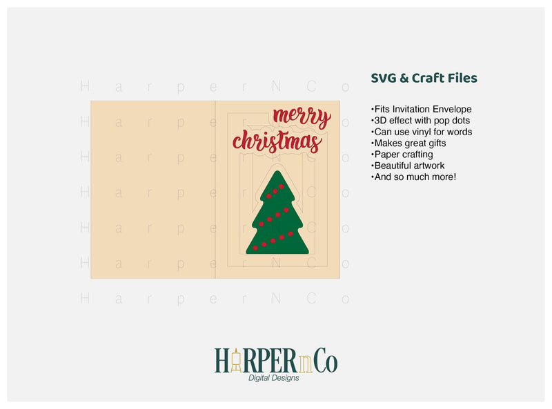 Christmas Tree Card SVG PNG Cut EPS File SVG HarperNCo 