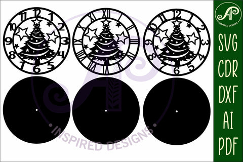 Christmas tree clock laser cut files, SVG SVG APInspireddesigns 