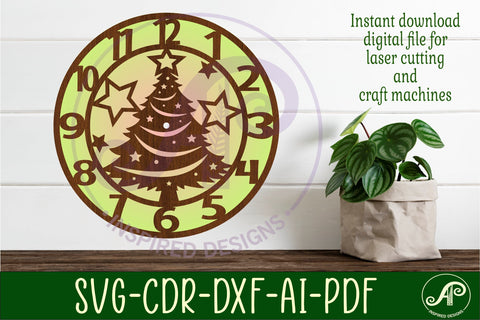 Christmas tree clock laser cut files, SVG SVG APInspireddesigns 
