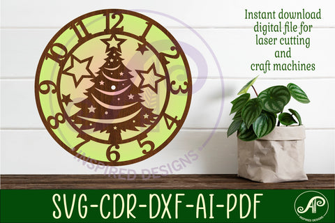 Christmas tree clock laser cut files, SVG SVG APInspireddesigns 