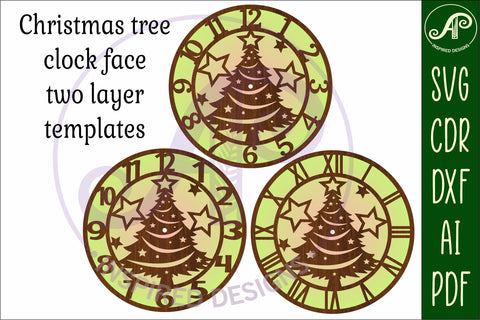Christmas tree clock laser cut files, SVG SVG APInspireddesigns 