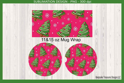 Christmas Tree Cookie 11&15oz Mug Wraps And Coasters, Sublimation Png Template Sublimation Keepsake Treasures Designs LLC. 