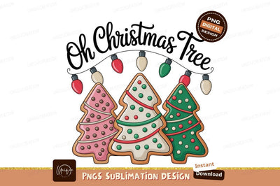 Christmas tree cookies festive lights image Sublimation Designangry 