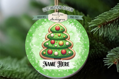 Christmas Tree Cookies Ornament Designs PNG Files | Add Name Sublimation Ewe-N-Me Designs 