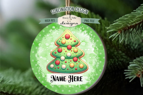 Christmas Tree Cookies Ornament Designs PNG Files | Add Name Sublimation Ewe-N-Me Designs 