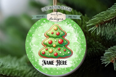 Christmas Tree Cookies Ornament Designs PNG Files | Add Name Sublimation Ewe-N-Me Designs 