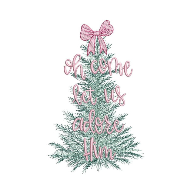 Christmas Tree Coquette Bow Embroidery Design, 3 sizes, Instant Download Embroidery/Applique DESIGNS Nino Nadaraia 