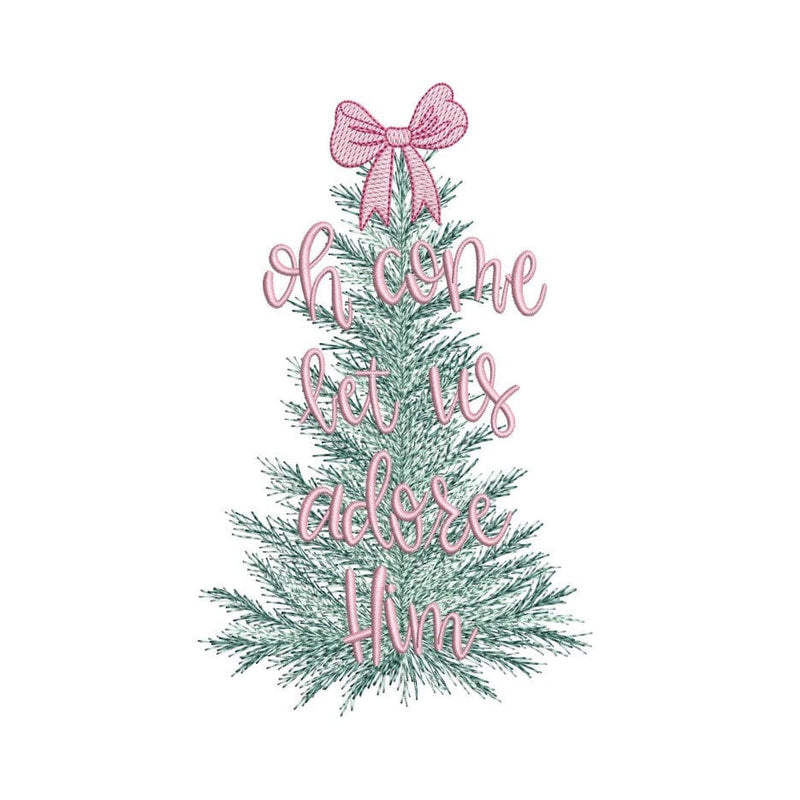 Christmas Tree Coquette Bow Embroidery Design, 3 sizes, Instant Download Embroidery/Applique DESIGNS Nino Nadaraia 