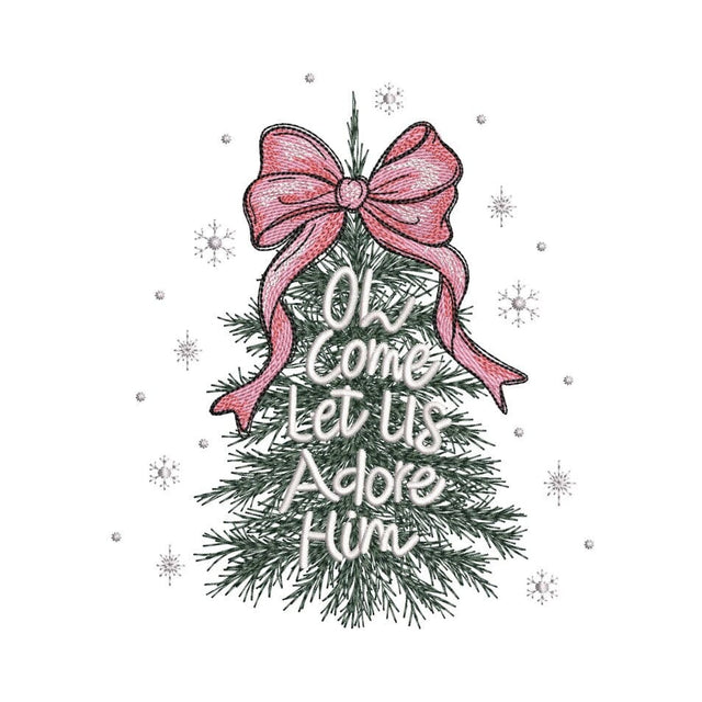 Christmas Tree Coquette Bow Embroidery Design, 3 sizes, Instant Download Embroidery/Applique DESIGNS Nino Nadaraia 