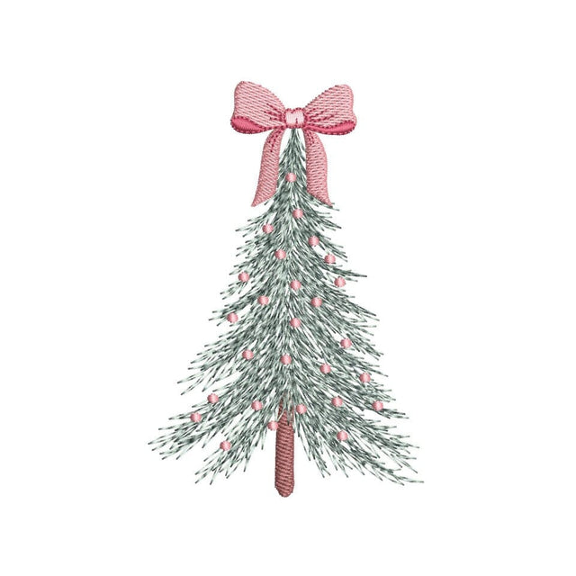 Christmas Tree Coquette Bow Embroidery Design, 3 sizes, Instant Download Embroidery/Applique DESIGNS Nino Nadaraia 