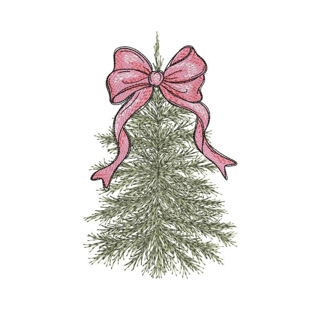 Christmas Tree Coquette Bow Embroidery Design, 3 sizes, Instant Download Embroidery/Applique DESIGNS Nino Nadaraia 