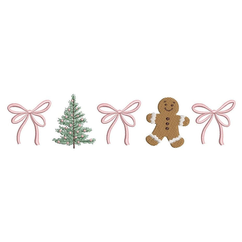 Christmas Tree Coquette Bow Gingerbread Embroidery Design, 4 sizes, Instant Download Embroidery/Applique DESIGNS Nino Nadaraia 