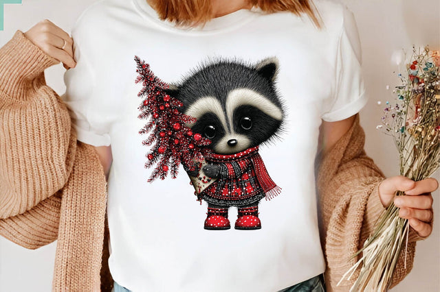 Christmas Tree Cute Raccoon Sublimation Sublimation SVGArt 