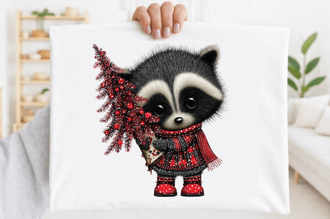 Christmas Tree Cute Raccoon Sublimation Sublimation SVGArt 