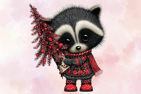 Christmas Tree Cute Raccoon Sublimation Sublimation SVGArt 