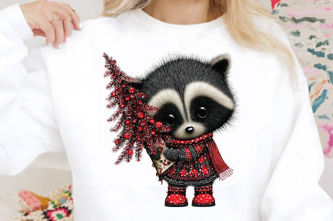 Christmas Tree Cute Raccoon Sublimation Sublimation SVGArt 