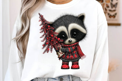 Christmas Tree Cute Raccoon Sublimation Sublimation SVGArt 