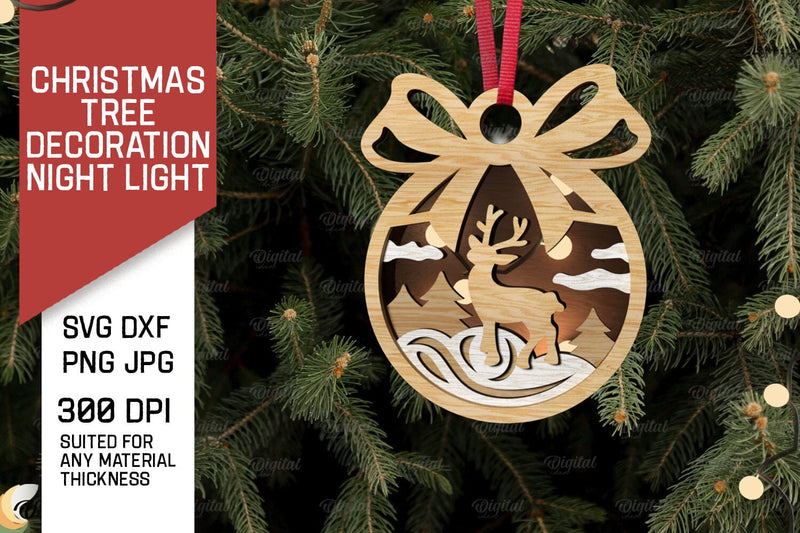 Christmas Tree Decoration Laser Cut. Christmas Night Light SVG Evgenyia Guschina 