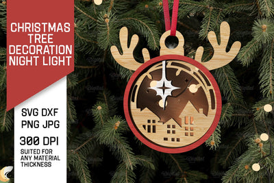 Christmas Tree Decoration Laser Cut. Christmas Night Light SVG SVG Evgenyia Guschina 