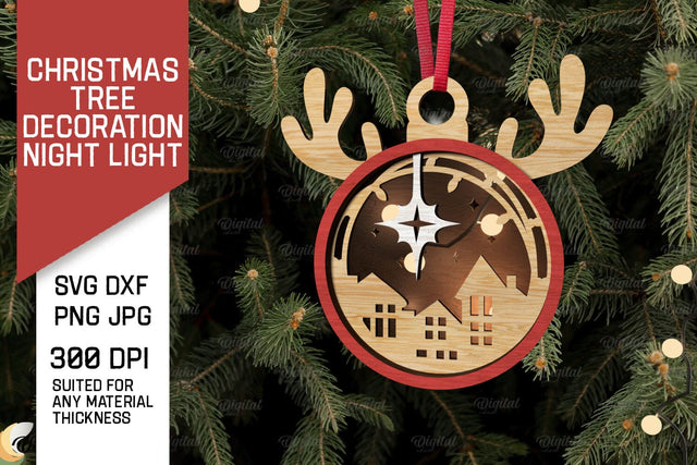 Christmas Tree Decoration Laser Cut. Christmas Night Light SVG SVG Evgenyia Guschina 