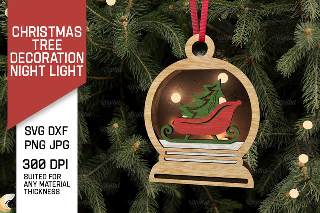 Christmas Tree Decoration Laser Cut. Christmas Night Light SVG SVG Evgenyia Guschina 