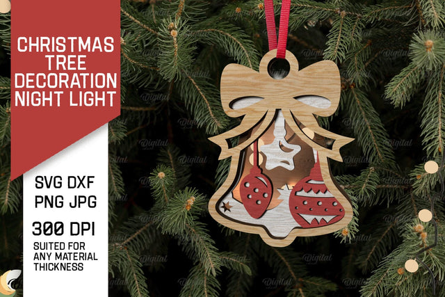 Christmas Tree Decoration Laser Cut. Christmas Night Light SVG SVG Evgenyia Guschina 